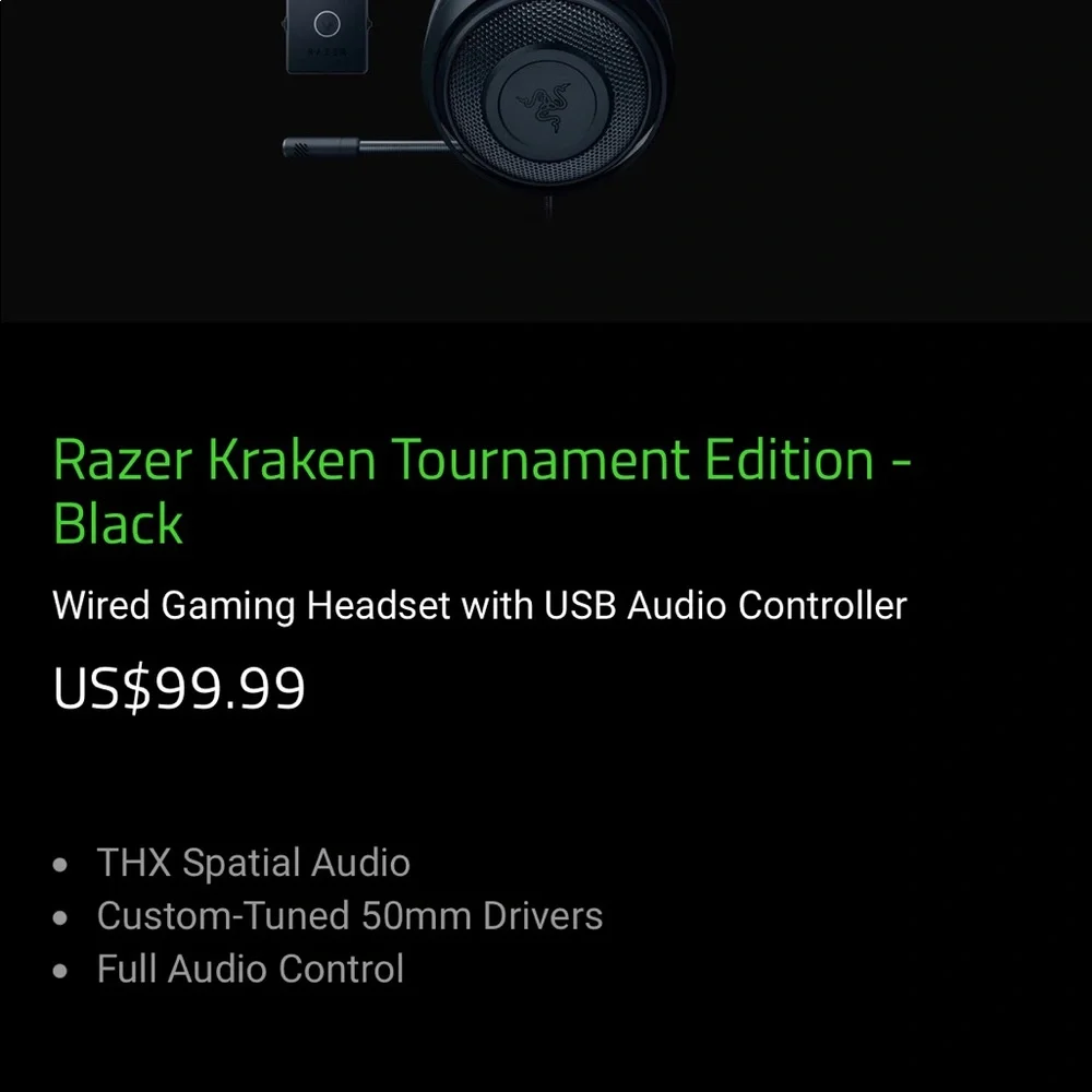 RAZER KRAKEN TOURNAMENT EDITION WIRED GAMING HEADSET for PC ,PS4 ,switchXbox
